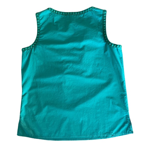 Talbots Women's Tank Top Sleeveless Cotton Top Green Ruffle Dot Small A - Picture 5 of 5